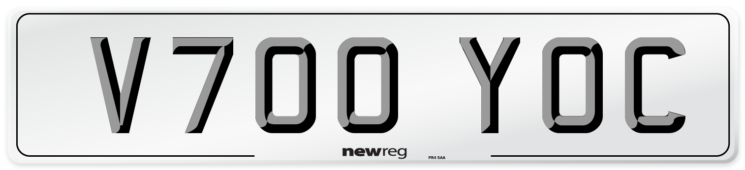 V700 YOC Number Plate from New Reg